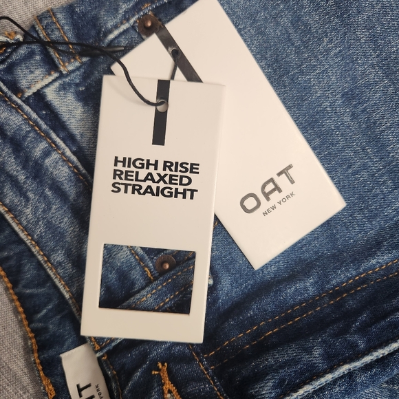 Oat New York raw hem distresses blue Denim jeans size 25 NWT - Picture 7 of 8